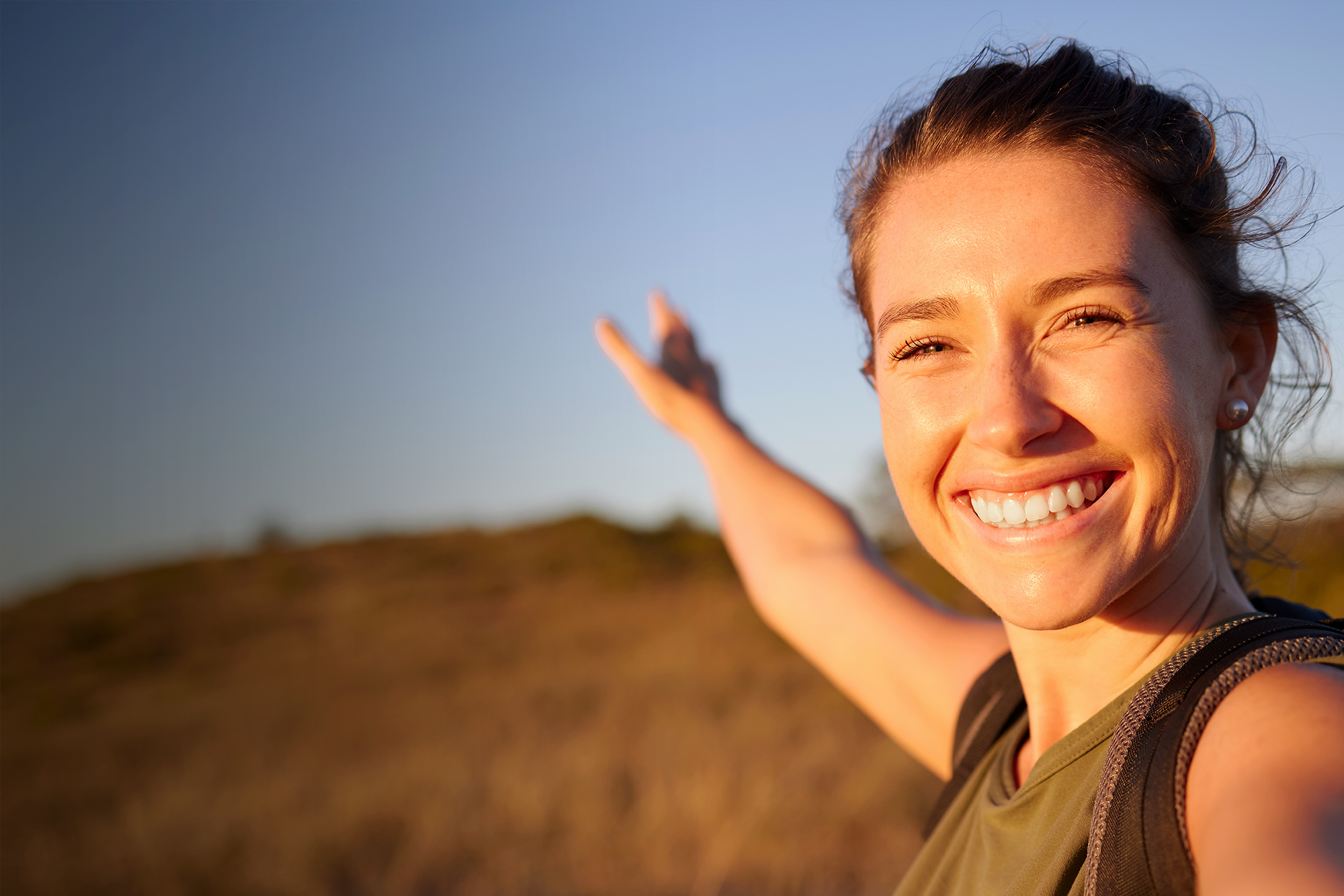 Happy woman outside